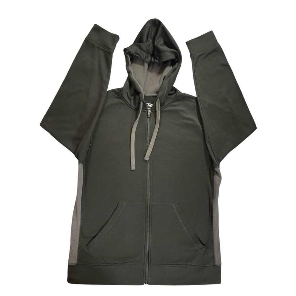 Champion C9 Full Zip Hoodie Mens Medium Black Gray Fleece Vented Athletic